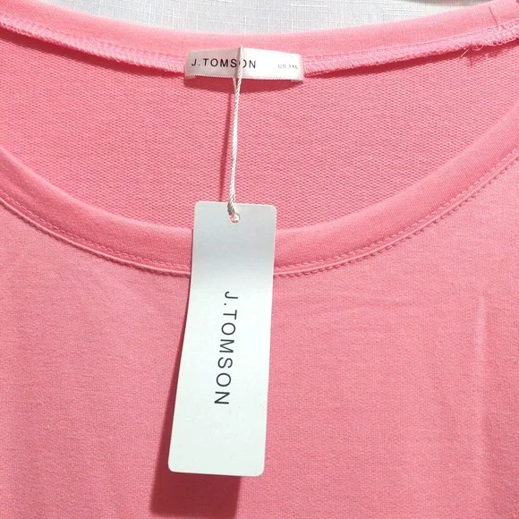 J Tompson Womens 3XL Pink Sweatshirt Long Sleeves Round Neck Lightweight NEW - Picture 2 of 6